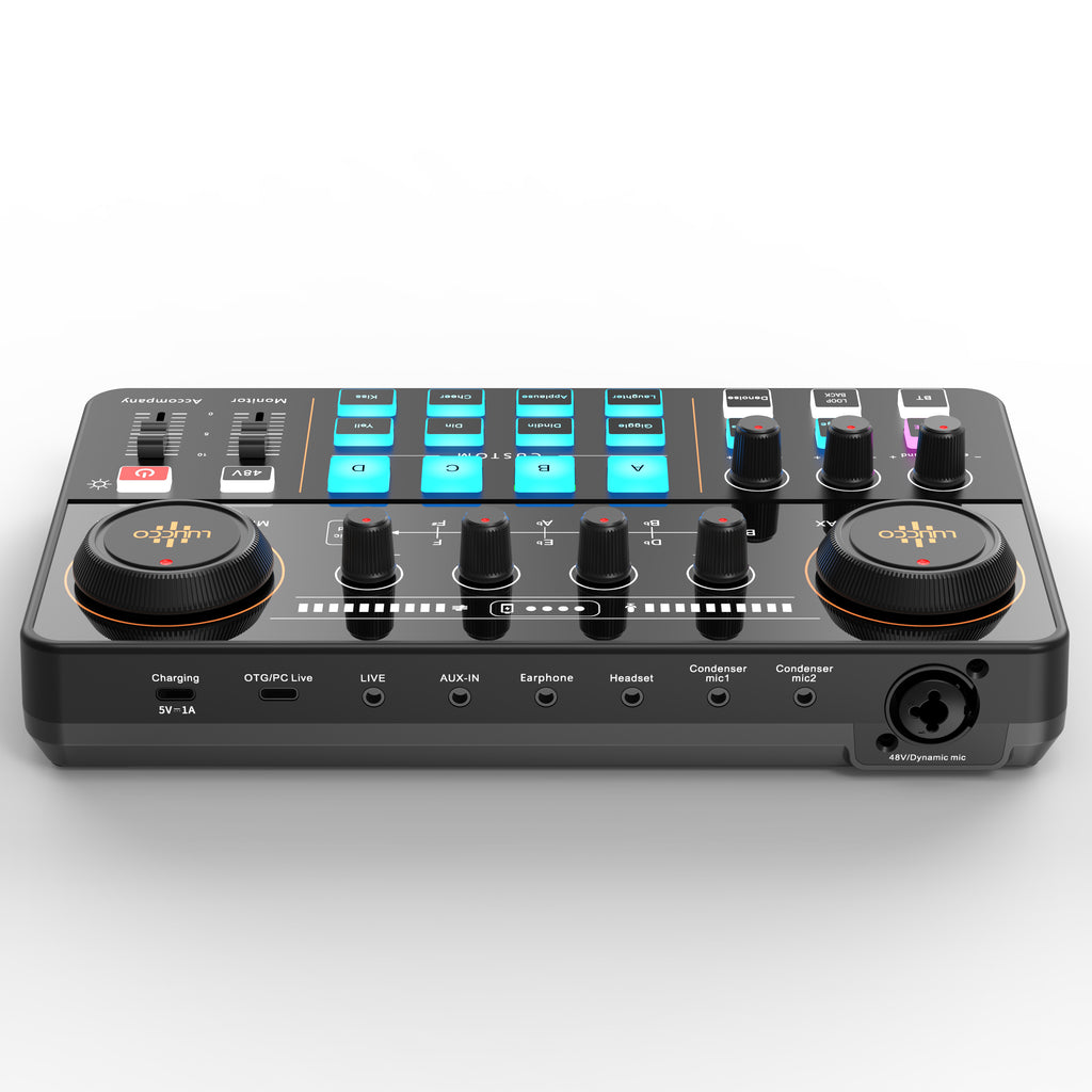 Luucco MI-2 Portable Audio Interface & Mixer - Built-in Battery, 2-Channel Sound Card for Podcasting, Streaming & Mobile Recording