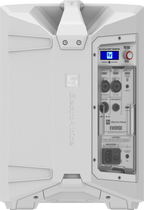 White weatherized loudspeaker back with Electronic Voice control panel