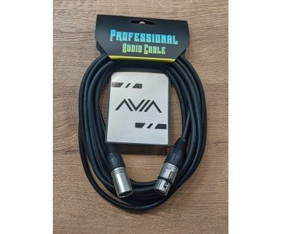 AVIA XLR audio cable, coiled with male and female connectors on a dark cable