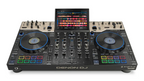 Denon DJ PRIME 4 G2 DJ controller front top-down view with blue-ring jog wheels
