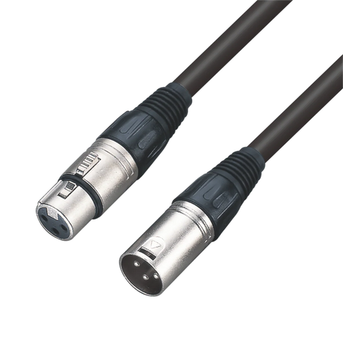 AVIA XLR audio cable with male and female connectors, silver plugs and black cable ends