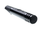 Black wireless vocal microphone with mesh head and control buttons on handle