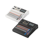 18-channel digital mixing console with color display; white and black units